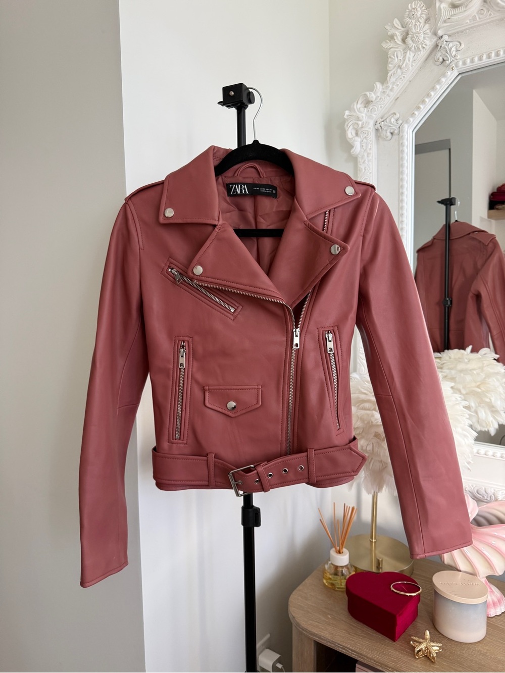 3 for $50 - Zara Rose Pink Faux Leather Moto Jacket